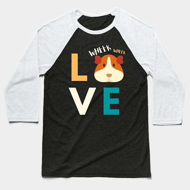 Love Guinea Pig Baseball T-Shirt by Sam D